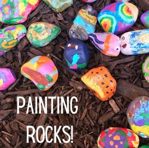 Painted rocks with "painting rocks!"