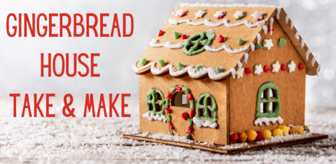 gingerbread house with "gingerbread house take & make"